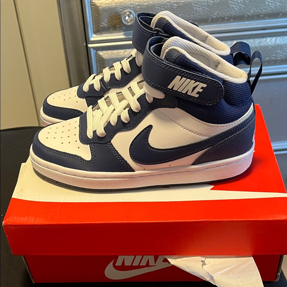 Nike Navy and White High-Top Sneakers